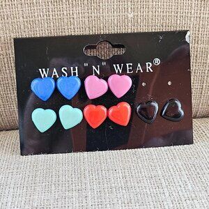 Wash N Wear Earrings Set of 5 stud Earrings Multi Color Plastic Fashion Jewelry